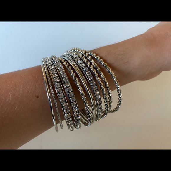 NWT Saks Fifth Avenue Silver Bangle Bracelet Set - Picture 3 of 4